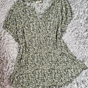 Green Maternity Boho Cottage Core Indie Hippie Gypsie Mossy floral mini‎ dress